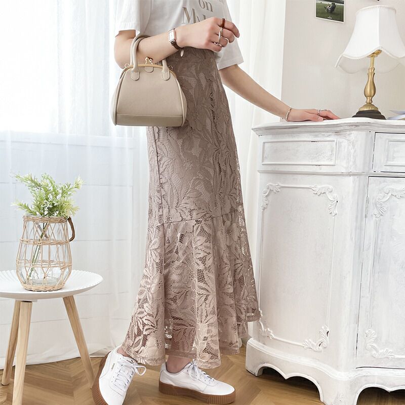 日本 Classical Elf - 優雅百合刺繡魚尾長裙-黑