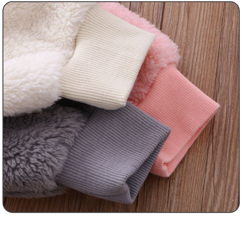 加厚保暖舒絨棉長袖外套-英文字母M-米白色