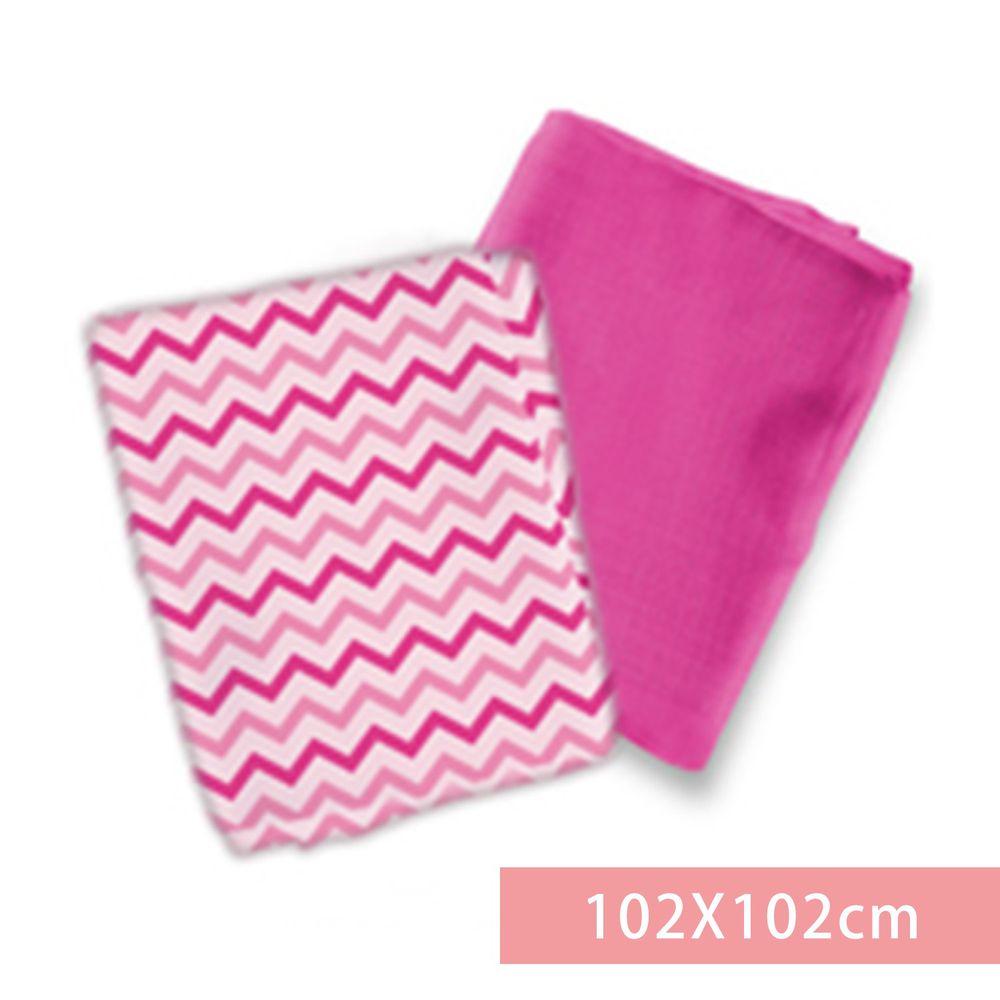 Summer Infant - 輕量細棉紗布寶寶毯2入組-粉紅簡約風-適用年齡：新生兒起皆適用