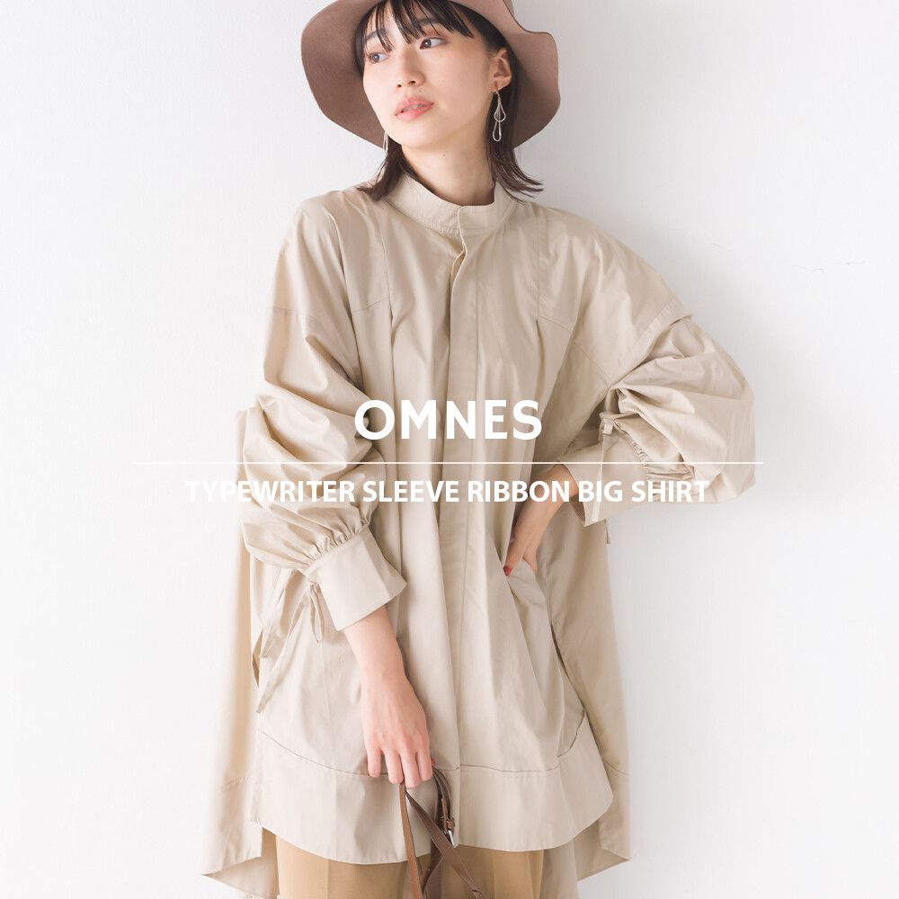 日本 OMNES - 文藝氣質糖果袖立領長袖襯衫-淺米杏
