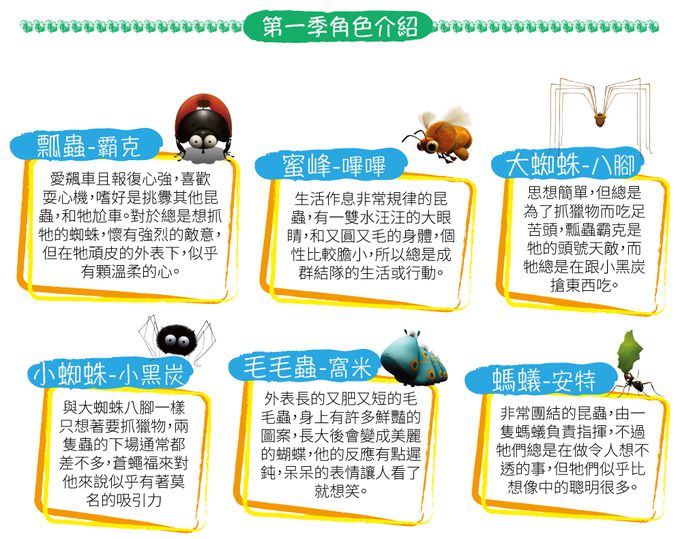 弘恩動畫 - 昆蟲Life秀 Season 1-DVD6片裝、439分鐘(全78集/每集約2~5分鐘)、無發音、無字幕-加贈：昆蟲導讀手冊二本