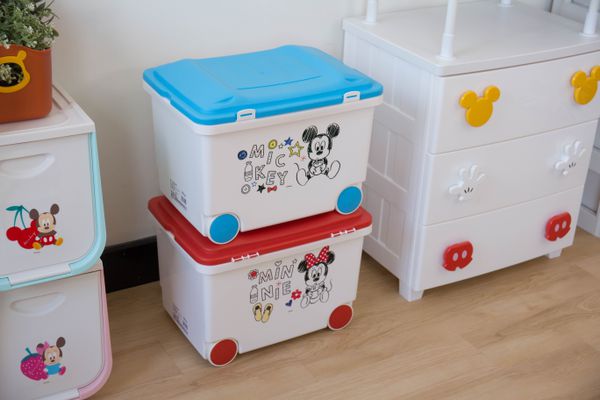 日本 IRIS OHYAMA - 迪士尼米奇迷你系列可推拉玩具收納箱 KTC-450-紅