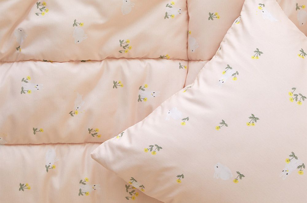 韓國 Maatila - 可水洗超細纖維桃皮感四季被-粉紅小兔