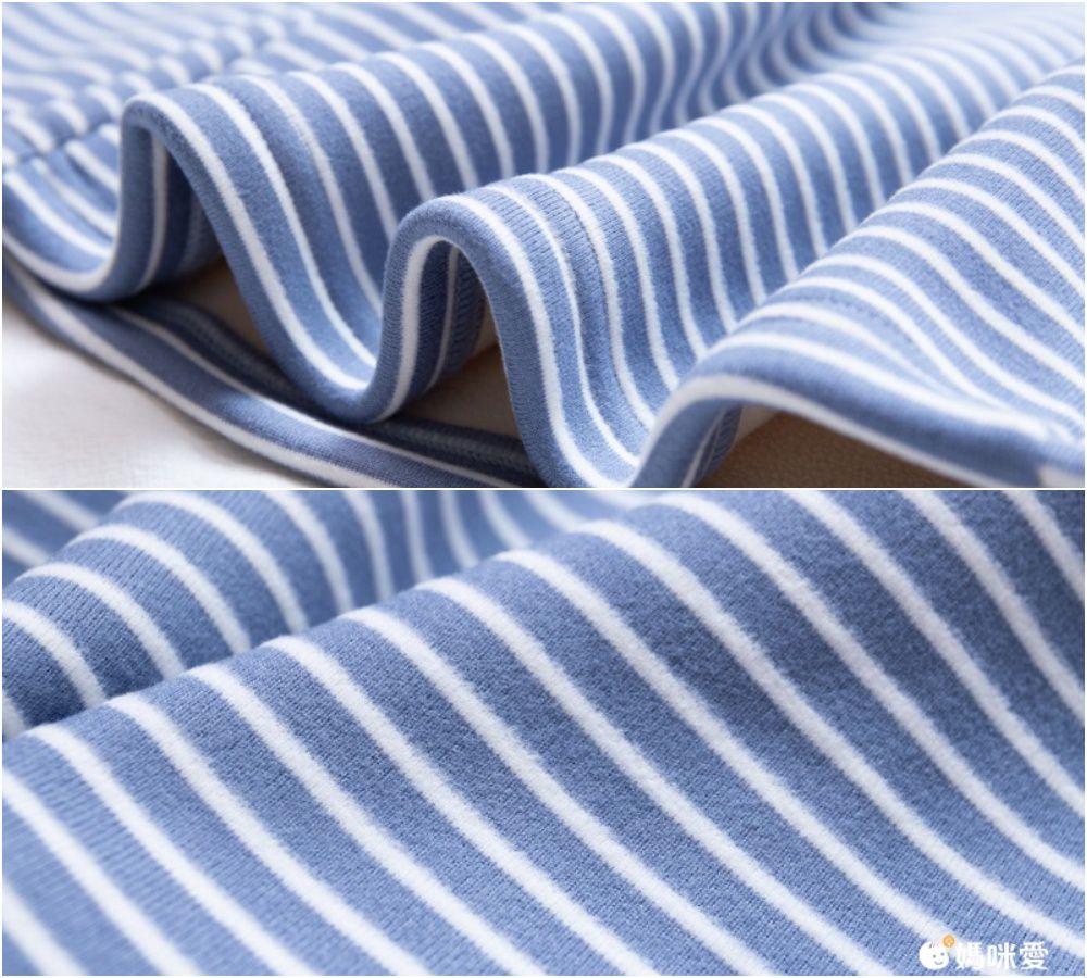 MAMDADKIDS - 加絨保暖家居服套裝-條紋-卡其色