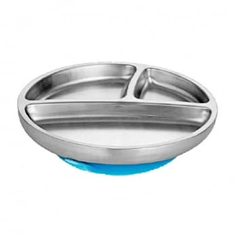 Avanchy - 雙層不鏽鋼-吸盤式餐盤-藍