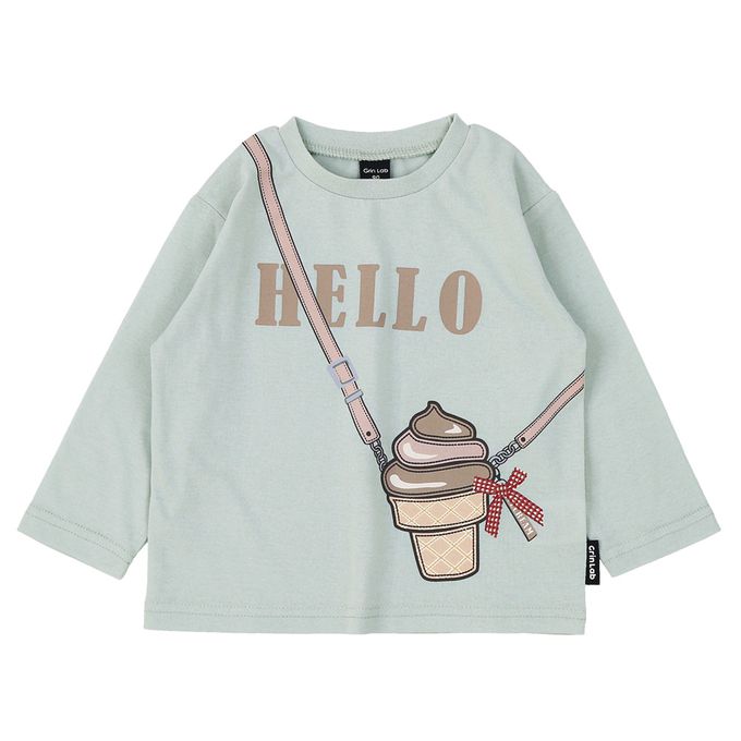 日本 ZOOLAND - [推薦]定番印花薄長袖上衣-巧克力冰淇淋-薄荷藍綠