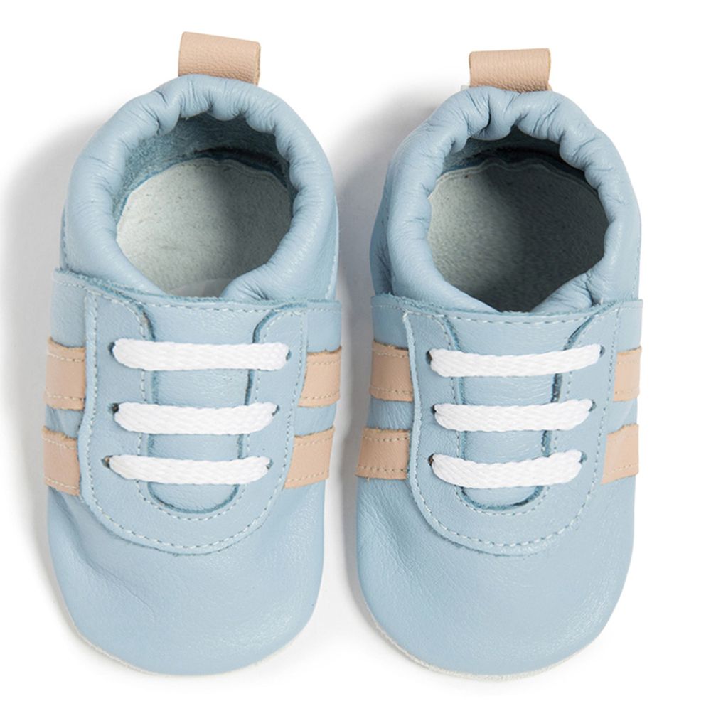 英國 shooshoos - 健康無毒真皮手工鞋/學步鞋/嬰兒鞋-綿花糖(粉藍)