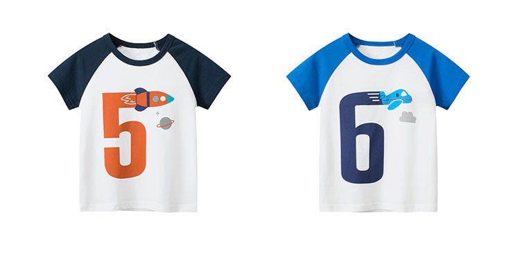 純棉短T-飛船5-白+深藍