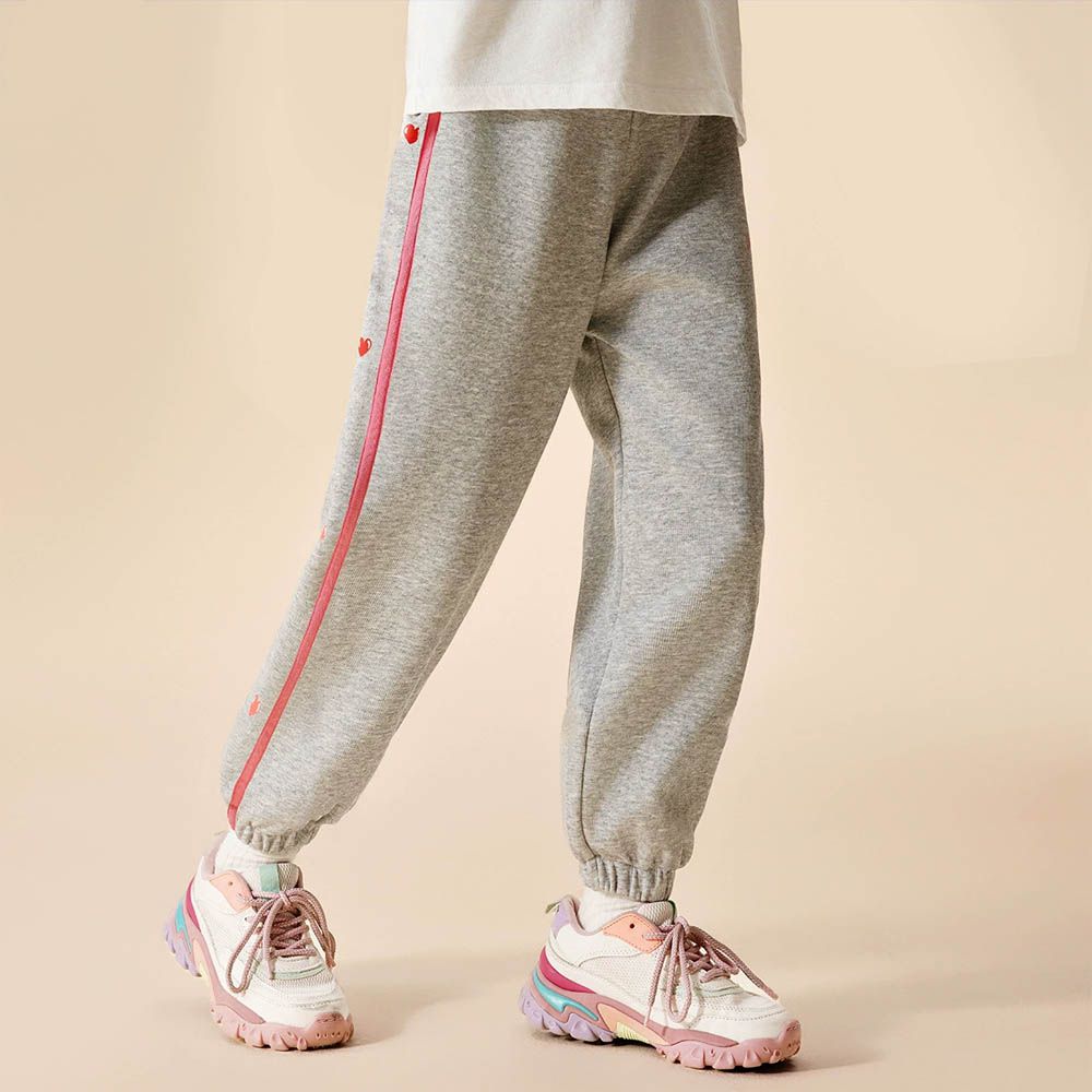 腰鬆緊撞色織帶百搭休閒長褲-卡通人物美樂蒂-灰色