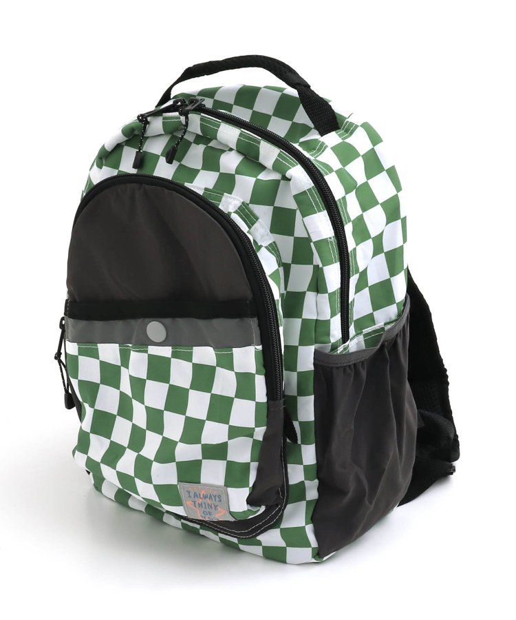 日本 BREEZE - 高機能輕量減壓設計兒童背包-白綠棋盤格 (33x24x13cm)