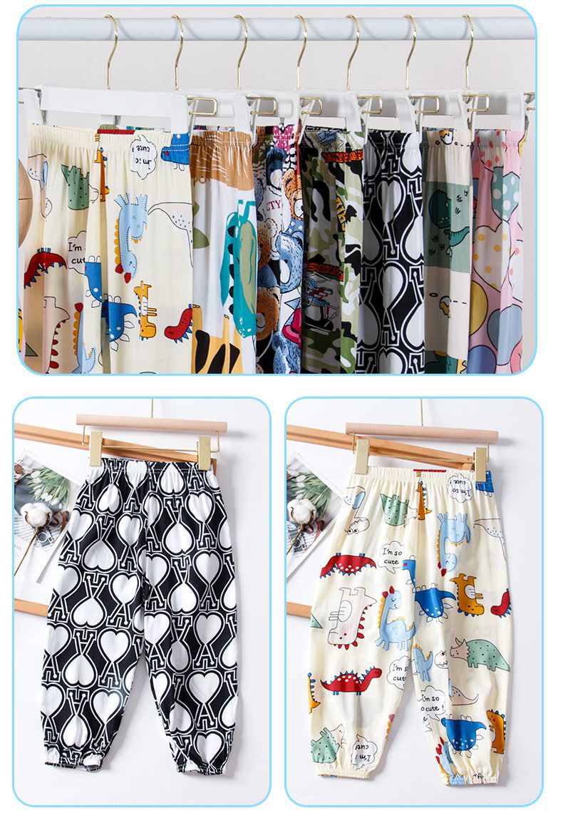 純棉休閒防蚊褲/空調褲-方格恐龍-綠+杏