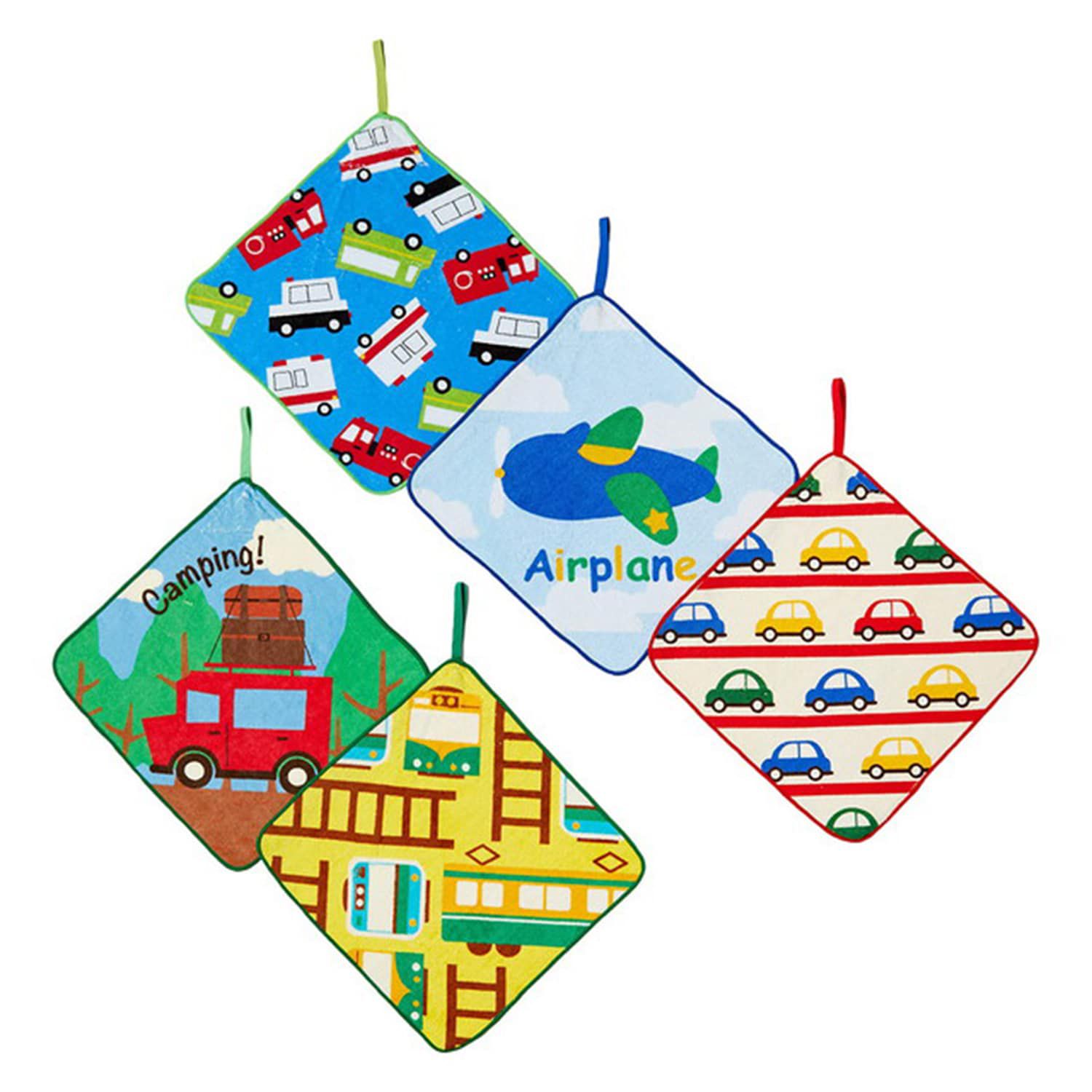 日本千趣會 - 純棉吸水擦手巾/手帕5件組-恐龍們 (25×25cm)