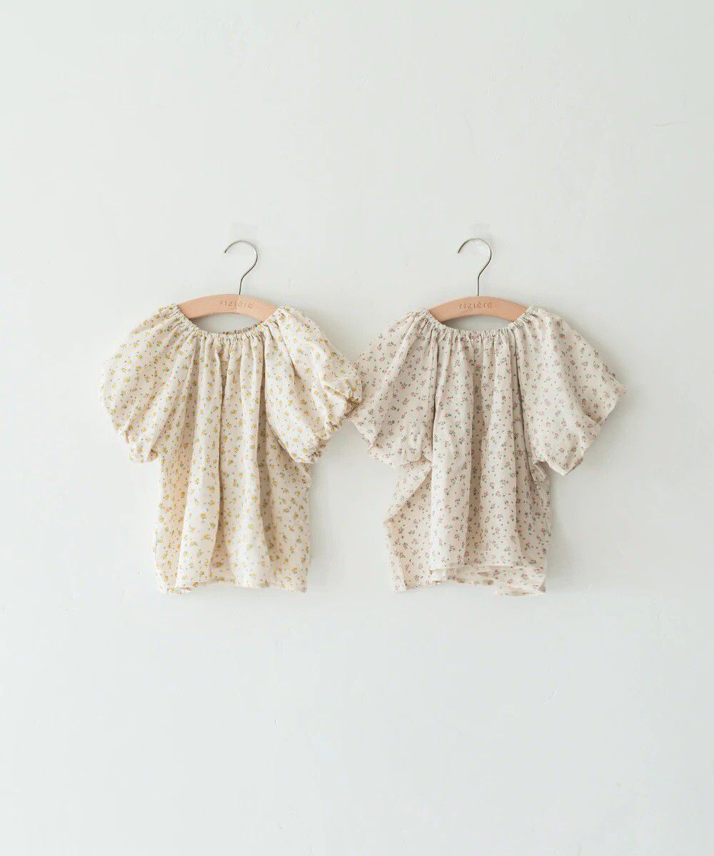 日本 riziere - 清新小碎花澎澎短袖上衣-玫瑰