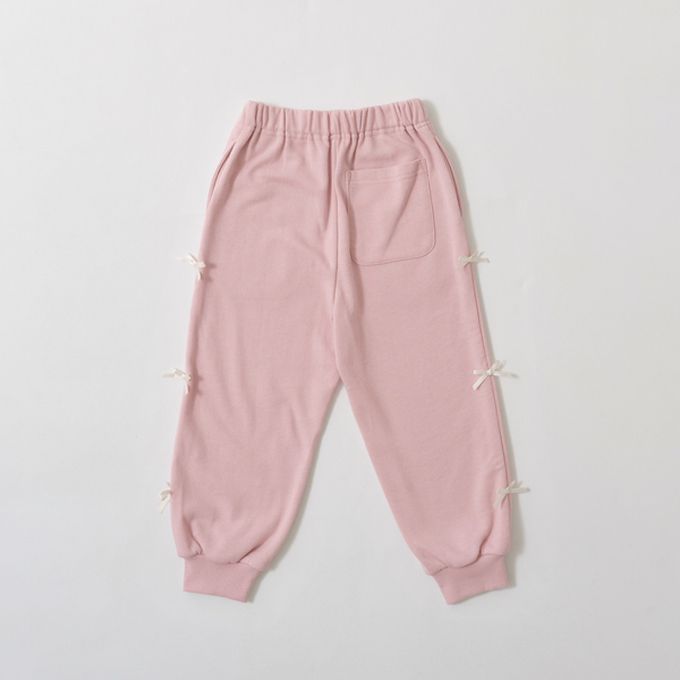 日本 Lycee mine - 蝴蝶結側邊少女休閒長褲-淺粉