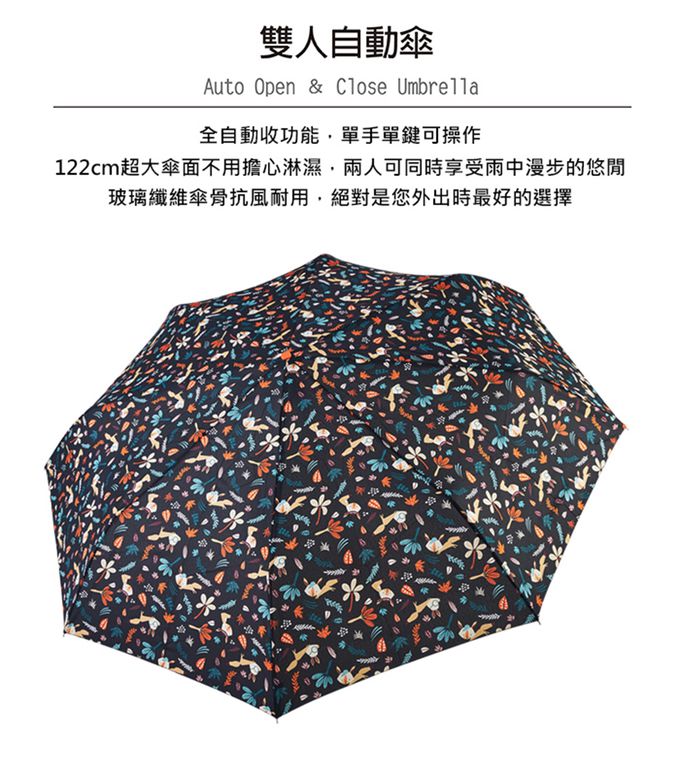 Rainstory - 抗UV雙人自動傘-森林狐狸-480g