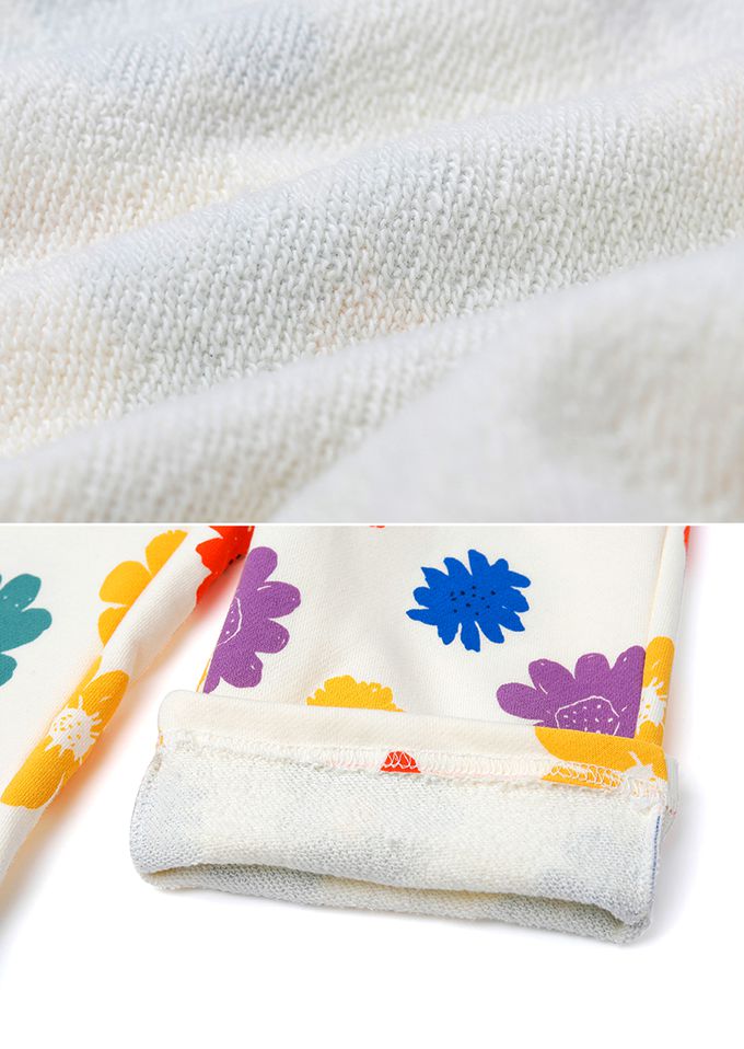 韓國 OZKIZ - 滿版燦爛彩花印長袖套裝-奶油