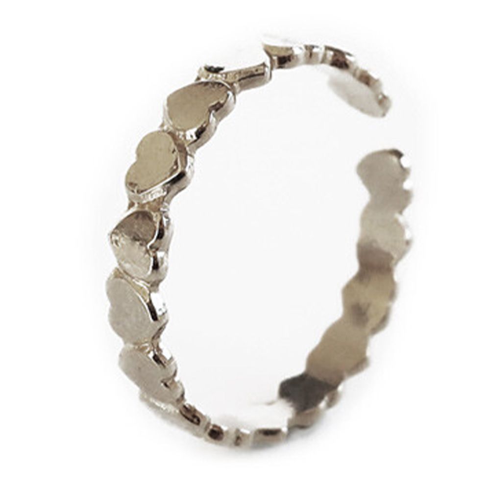 日本製 細緻感循環圖案戒指(可調戒圍)-愛心-銀