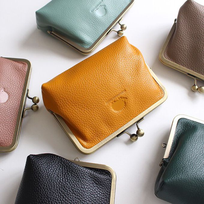 日本 LIZDAYS - 北歐風口金質感真皮錢包/收納包-濃綠 (13x10.5cm)