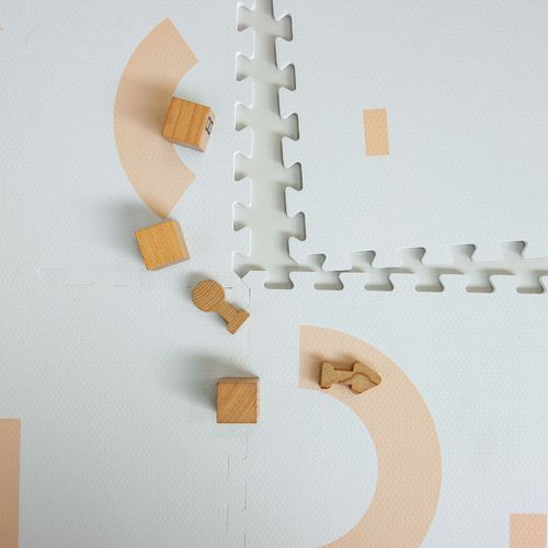 奶油千層-幾何系列巧拼-柔和桃色 (單片62*62cm)-六片入