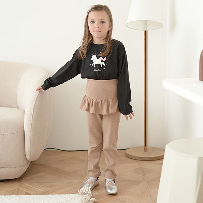 日本 Lycee mine - 純棉不易皺女孩印花長袖上衣-心型-咖啡