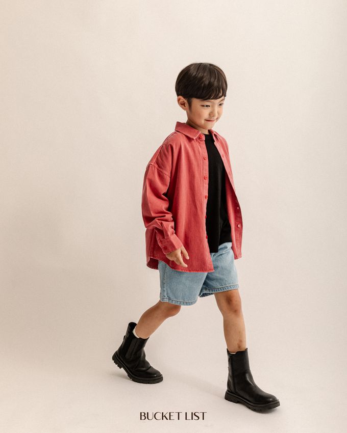 韓國 BUCKET LIST - 鬆緊腰好搭配牛仔短褲-淺藍