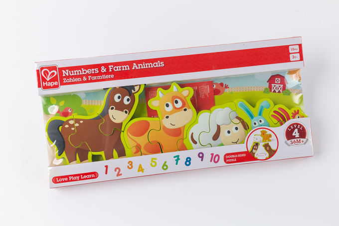德國 Hape - 數字與農場動物立體拼圖-10pcs