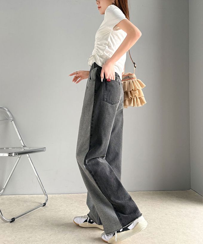 日本 Classical Elf - Java 個性深淺配色寬版丹寧褲-灰黑系