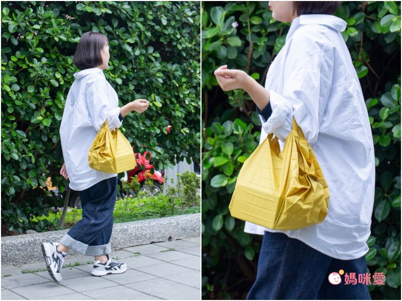 日本 MARNA - Shupatto 秒收摺疊購物袋-五週年限定升級款-暖陽黃 (M(30x35cm))-耐重5kg / 15L