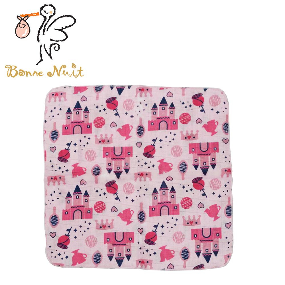 Bonne Nuit - 迪士尼雙層紗布方巾/澡巾-粉紅城堡 (25x25公分)