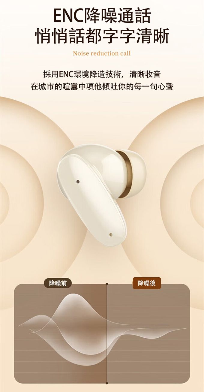 HP-HP惠普 - H10I 真無線超續航藍牙耳機(IPX4防水 通話降噪 輕量設計 輕觸操控)-奶油色