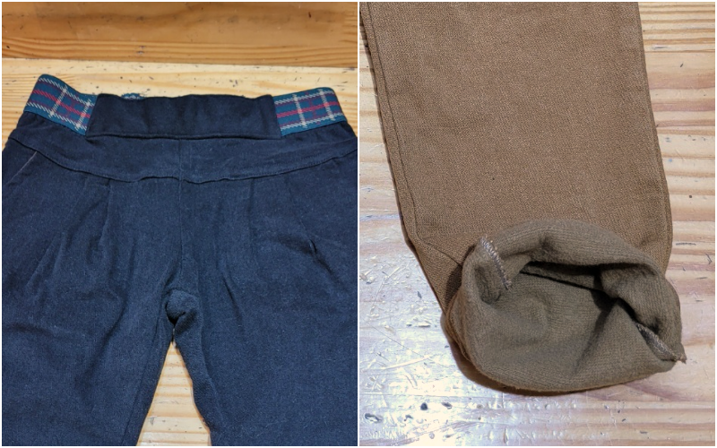 韓國 Coco Bang - 格紋鬆緊假腰帶長褲-深藍