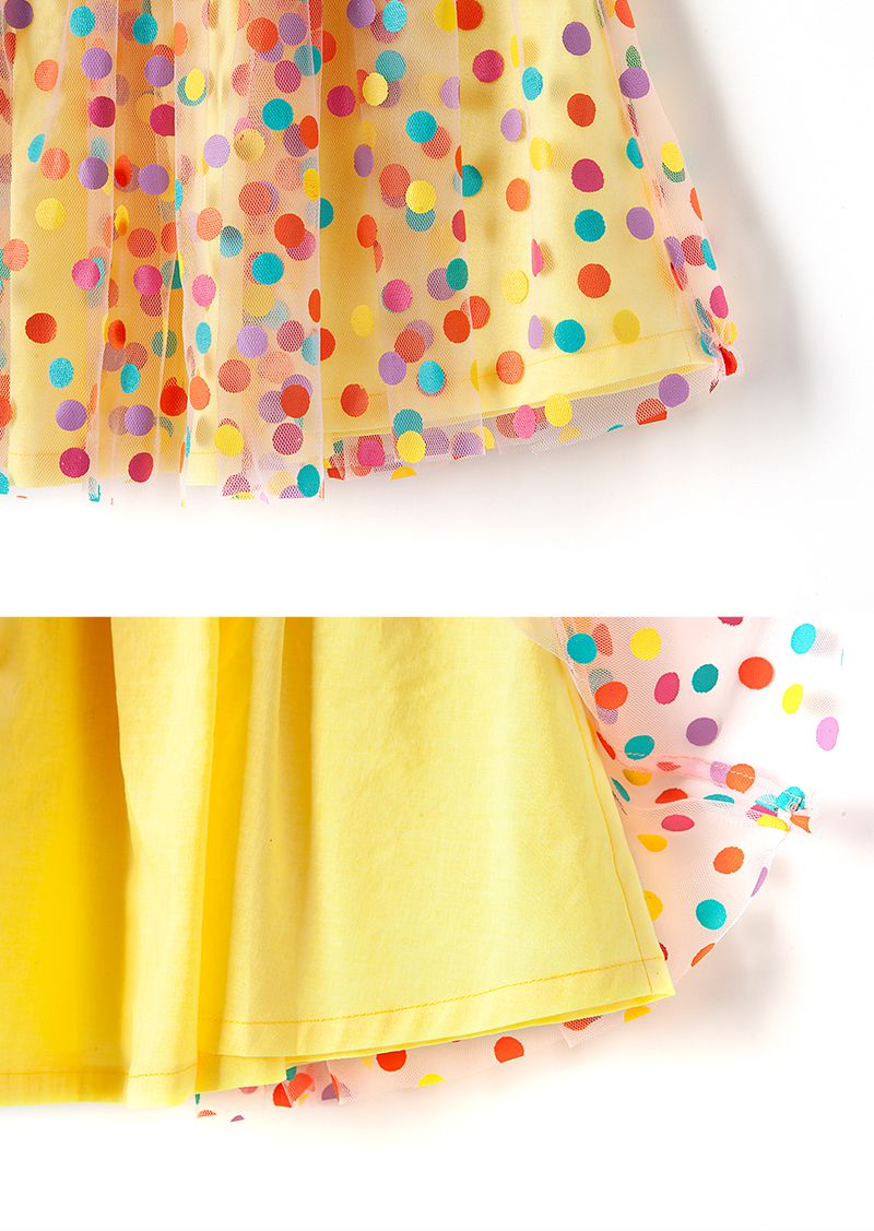 韓國 OZKIZ - 彩虹點點網紗裙-橘