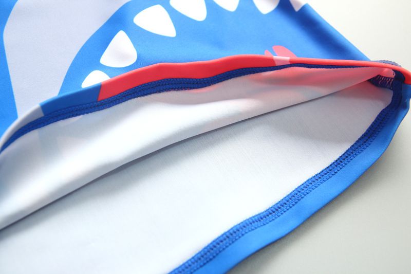 男寶防曬長袖泳裝套裝(附帽子)-大嘴鯊魚-藍色