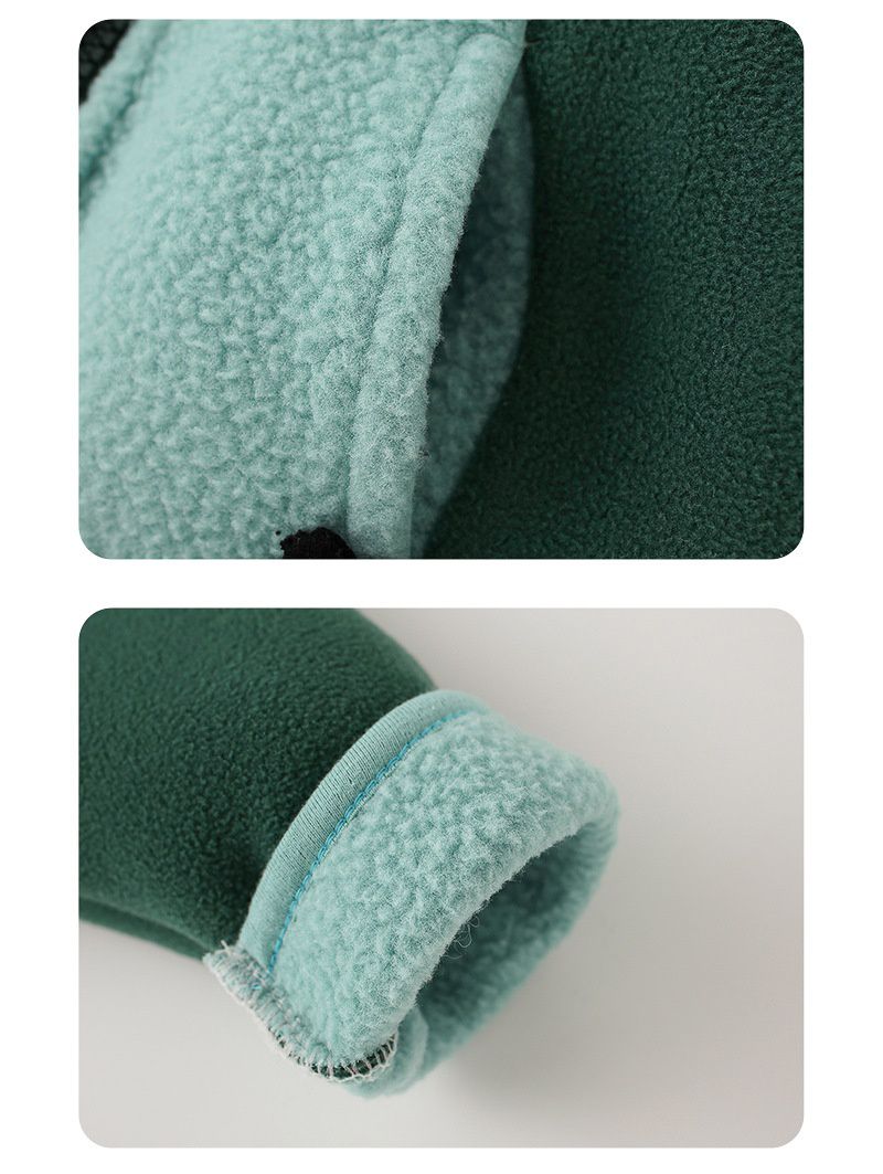 搖粒絨連帽外套-小企鵝-灰色