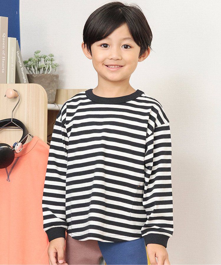 日本 BREEZE - 正反OK！圓領印花長袖上衣-棋盤格-彩色