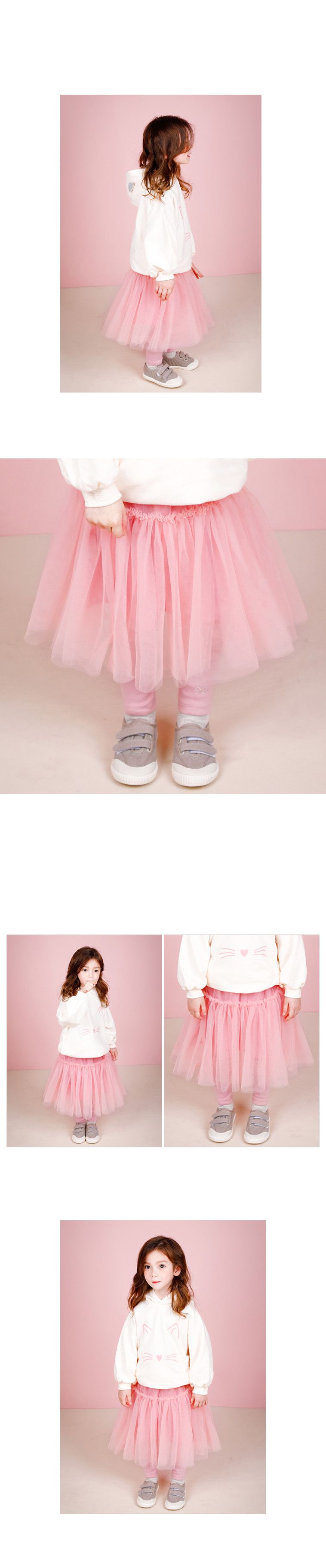韓國 Jelispoon - 夢幻粉紅網紗褲裙
