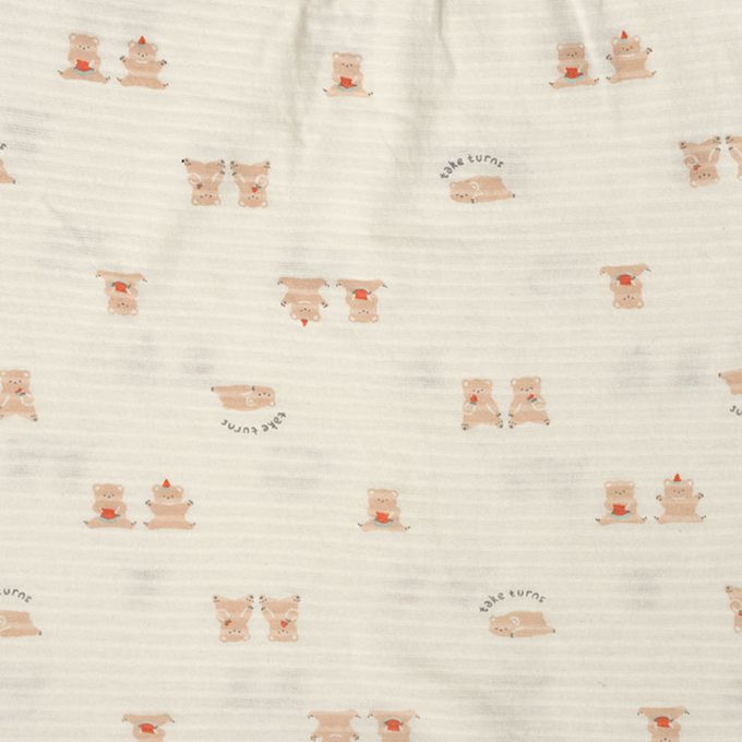 akachan honpo - 穿衣練習 短袖家居服-套頭式 小熊-象牙白色