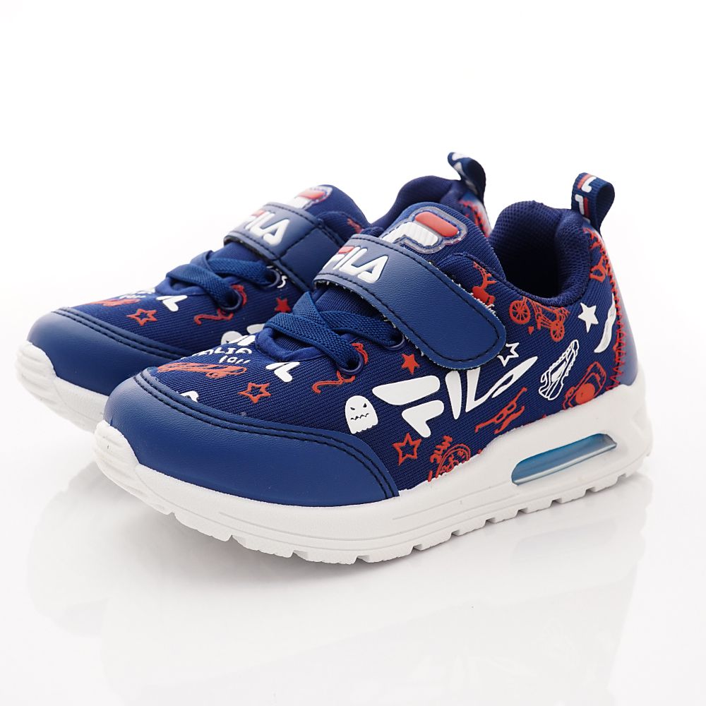 FILA - 半氣墊彈力印花運動鞋(中大童段)-藍白紅