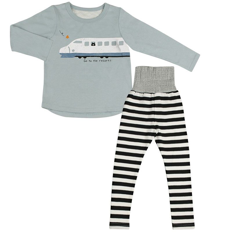 akachan honpo - 男長袖家居服CoCupa背部為棉紗-藍色