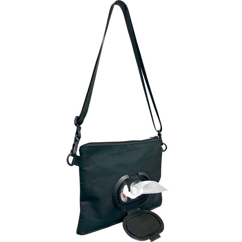 akachan honpo - 斜背包 有濕紙巾收納功能-黑色