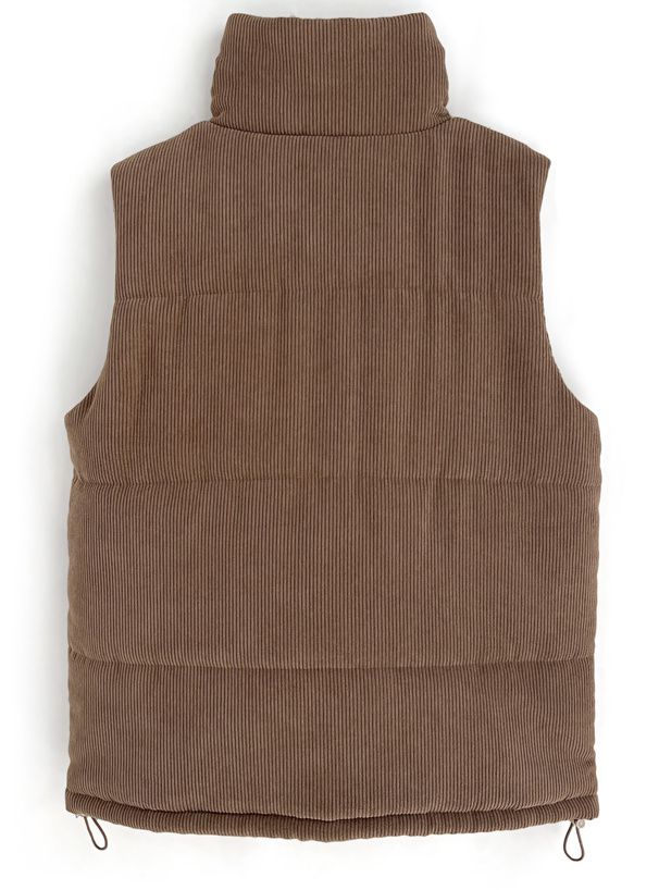 日本 GRL - 燈芯絨抽繩鋪棉背心-米杏 (F)