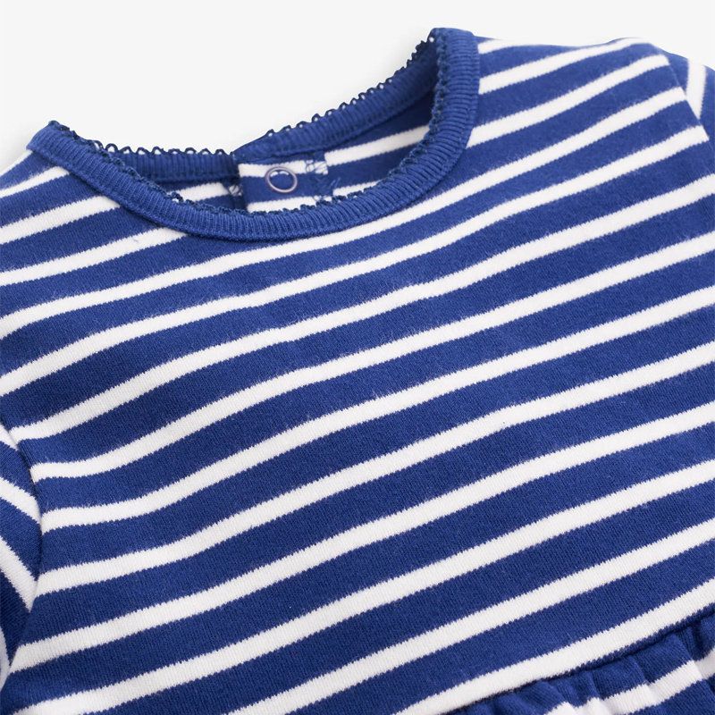 英國 JoJo Maman BeBe - 嬰幼兒/兒童100％純棉長袖洋裝-英國藍條紋