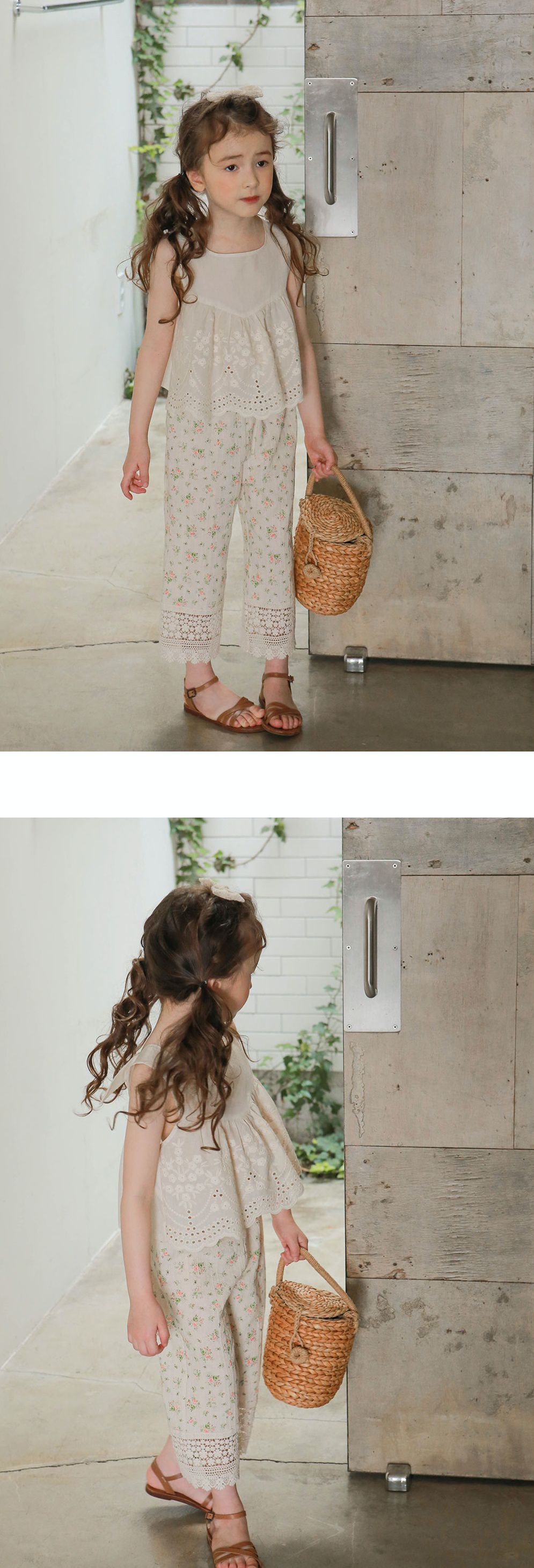 韓國 PuellaFLO - 後背蝴蝶結鏤空雕花上衣-米白