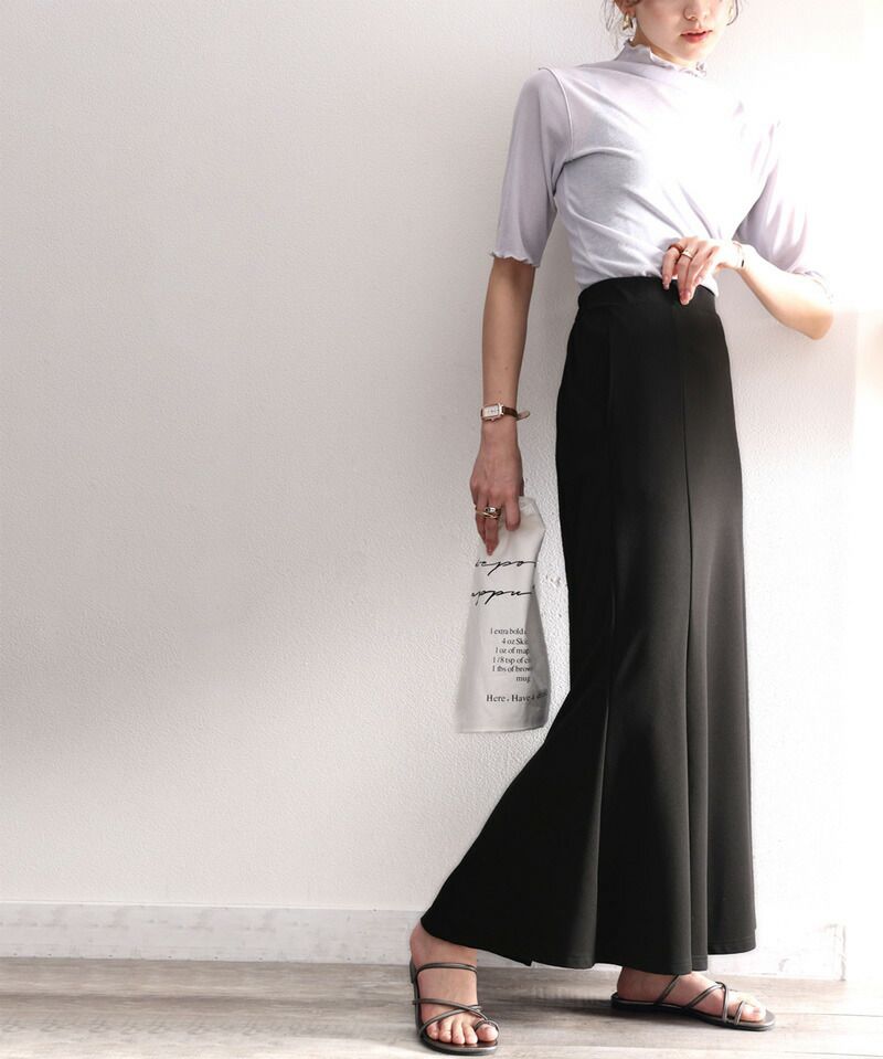 日本 Classical Elf - 百搭質感彈性修身魚尾裙-灰藍