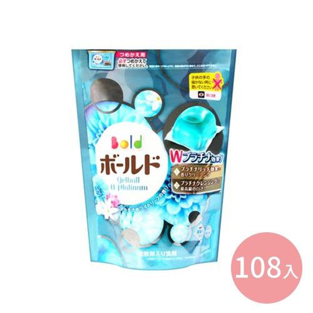 日本 P&G - 洗衣膠球-淺藍鉑金白葉+柔軟精-18顆入/袋*6