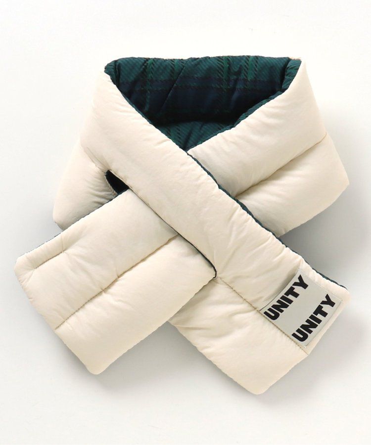 日本 BREEZE - 潑水加工雙面印花保暖圍脖-象牙白&格紋