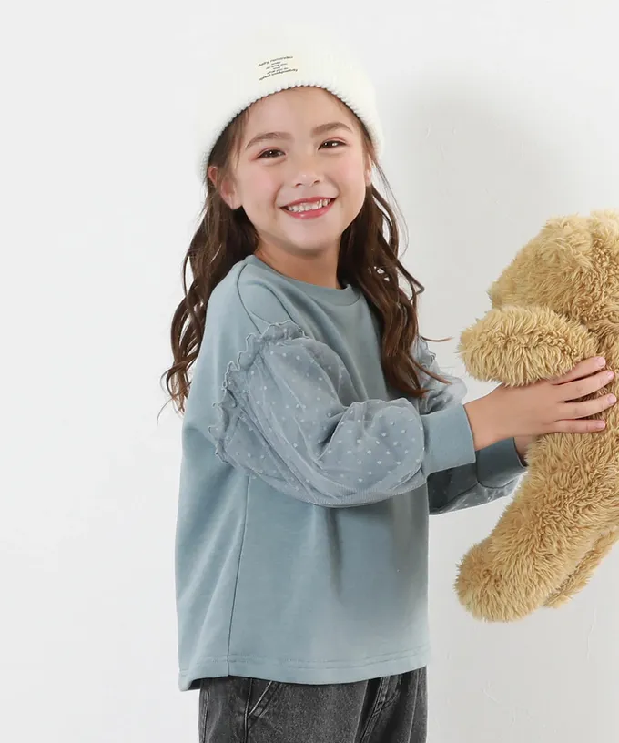 日本 devirock - 夢幻蕾絲拼接長袖上衣-象牙白