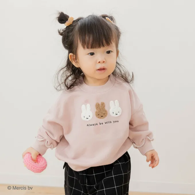 日本 Chil2 - 限量聯名 裏毛米飛兔印花大學長袖上衣-變色亮片-粉紅