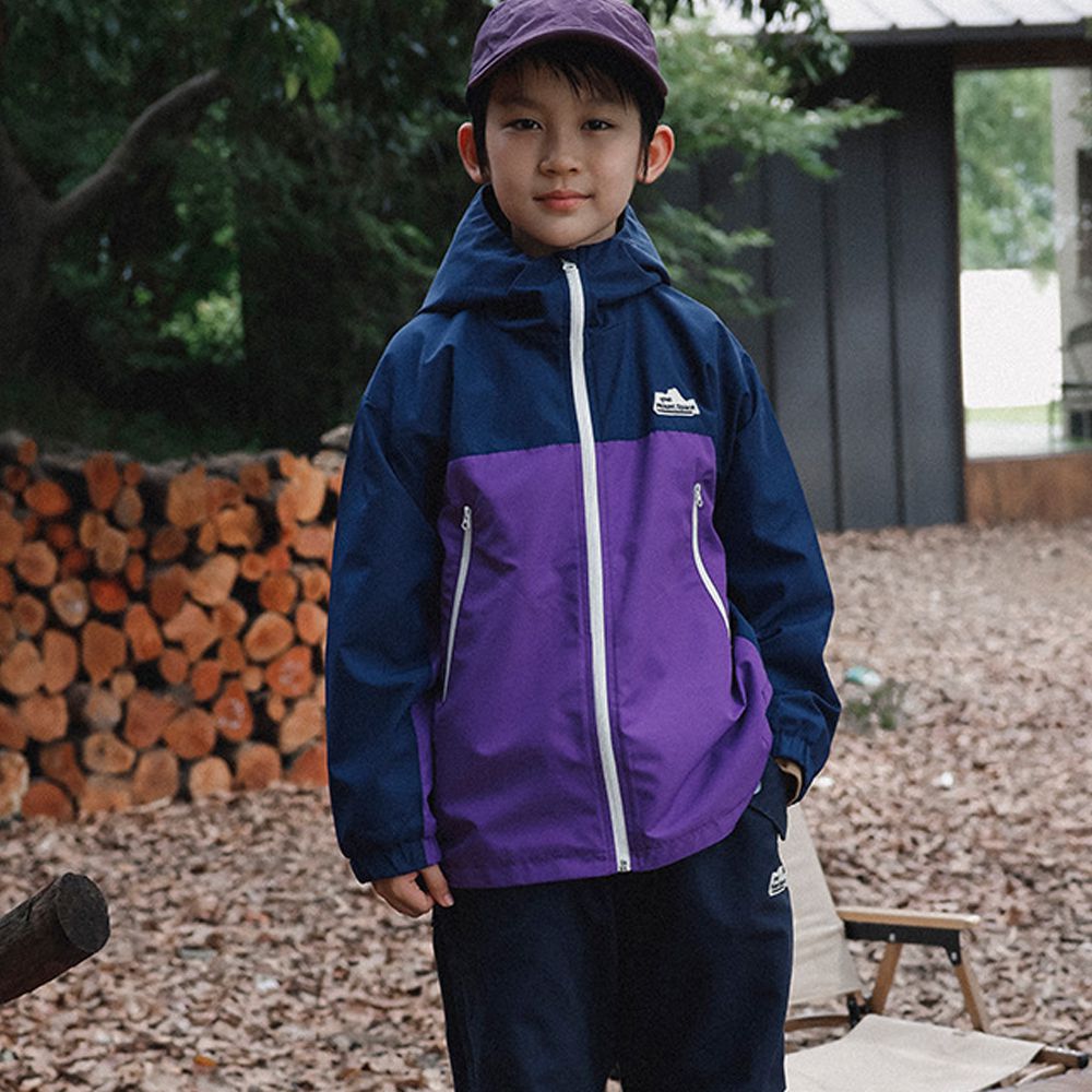 防風防水連帽衝鋒外套-內裡加絨-拼色紫