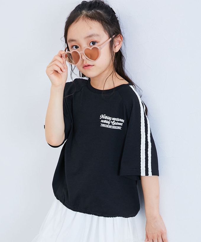 日本 devirock - 女孩運動風設計款短袖上衣-肩開口-白